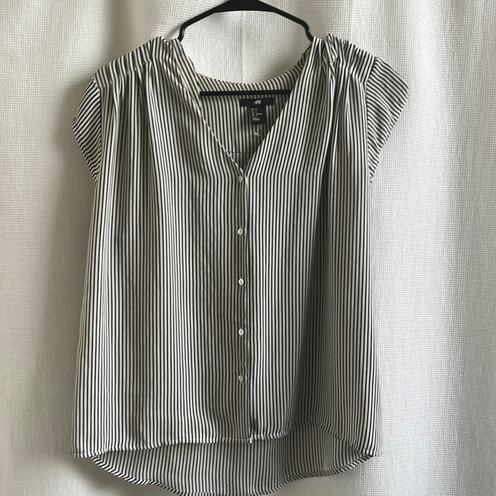 Striped shirt sleeve blouse